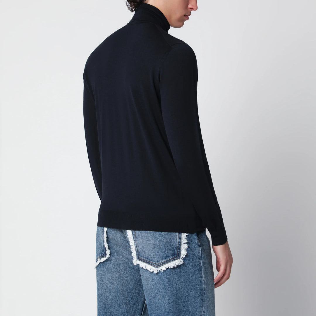 Drumohr - Navy blue wool turtleneck sweater