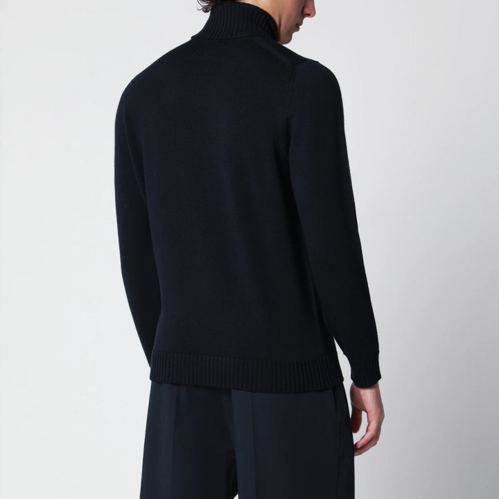 Drumohr - Navy blue wool turtleneck sweater