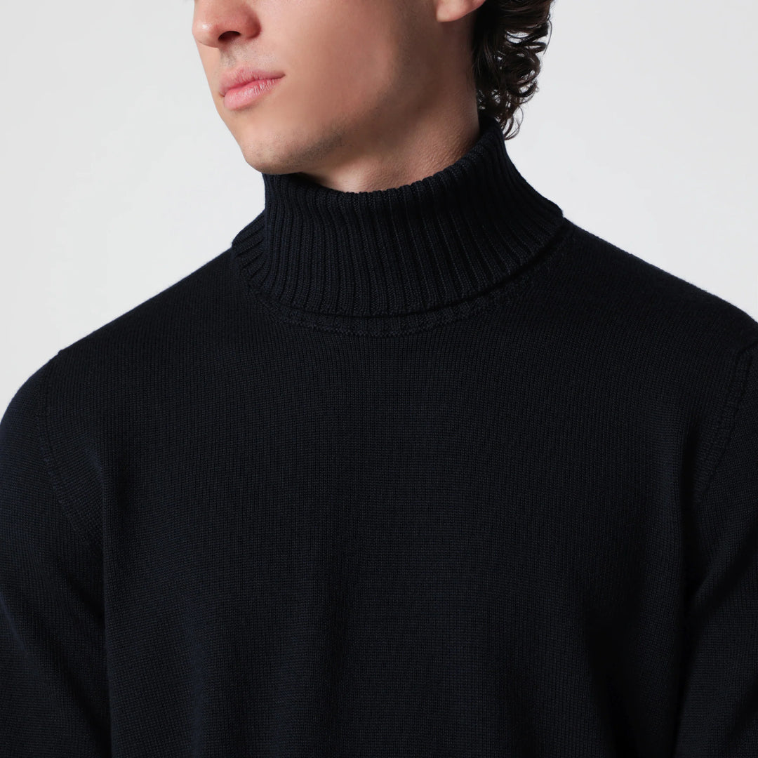 Drumohr - Navy blue wool turtleneck sweater