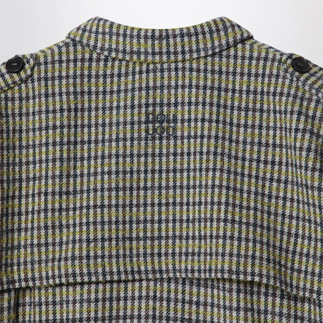 Douuod - Double-breasted wool-blend trench coat with check pattern