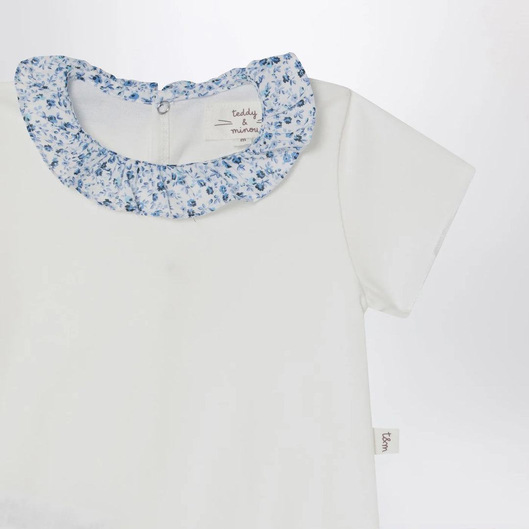 Teddy &amp; Minou - White romper with Liberty fabric collar