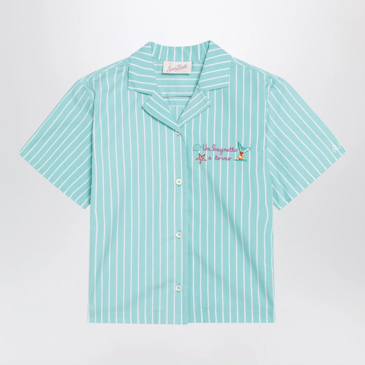 MC2 Saint Barth - Aqua green striped cotton shirt