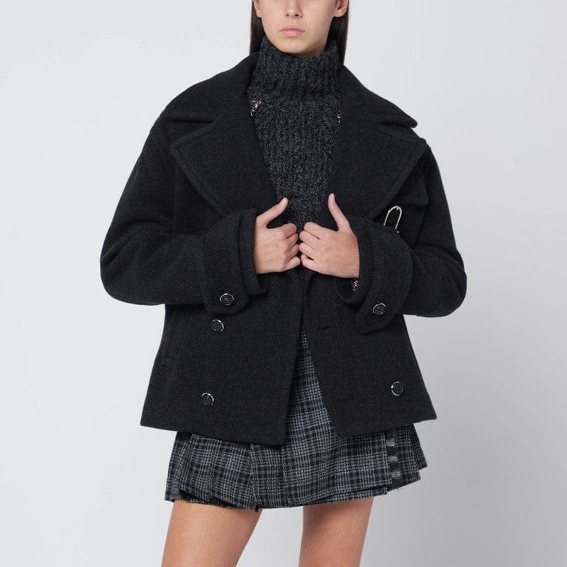 Coats & Jackets Durazzi Milano - Dark grey melange wool coat - 44 IT Brand