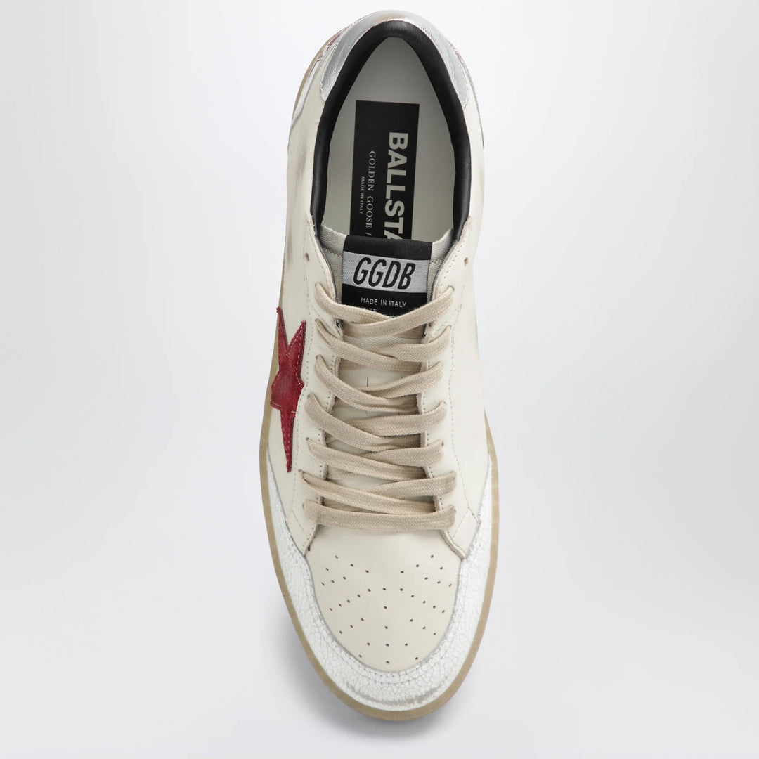 Golden Goose - Ball Star sneakers in butter beige/white/red