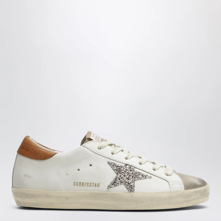 Golden Goose - Super-Star sneakers in white/beige with glitter star