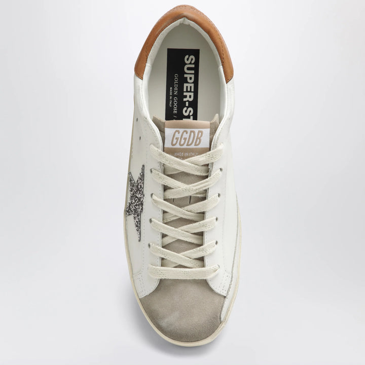 Golden Goose - Super-Star sneakers in white/beige with glitter star