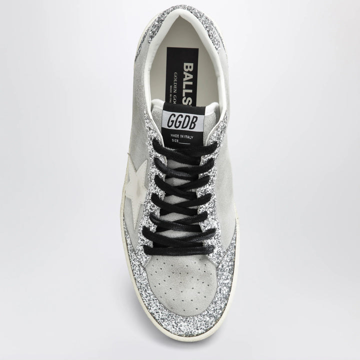 Golden Goose - Ball Star sneakers in grey/white with silver glitter