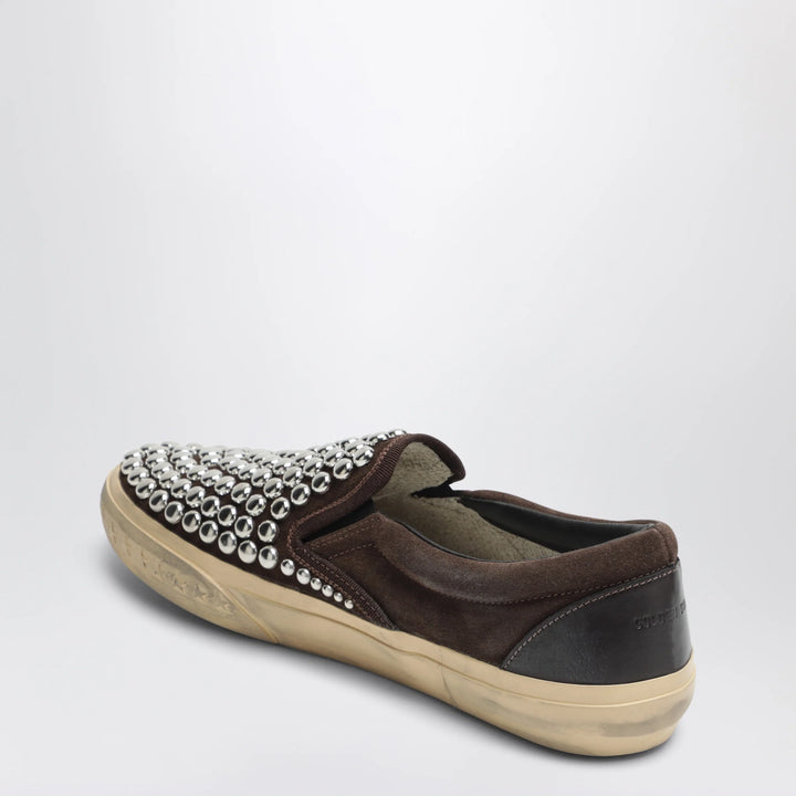 Golden Goose - Brown suede slip-on shoes with studs