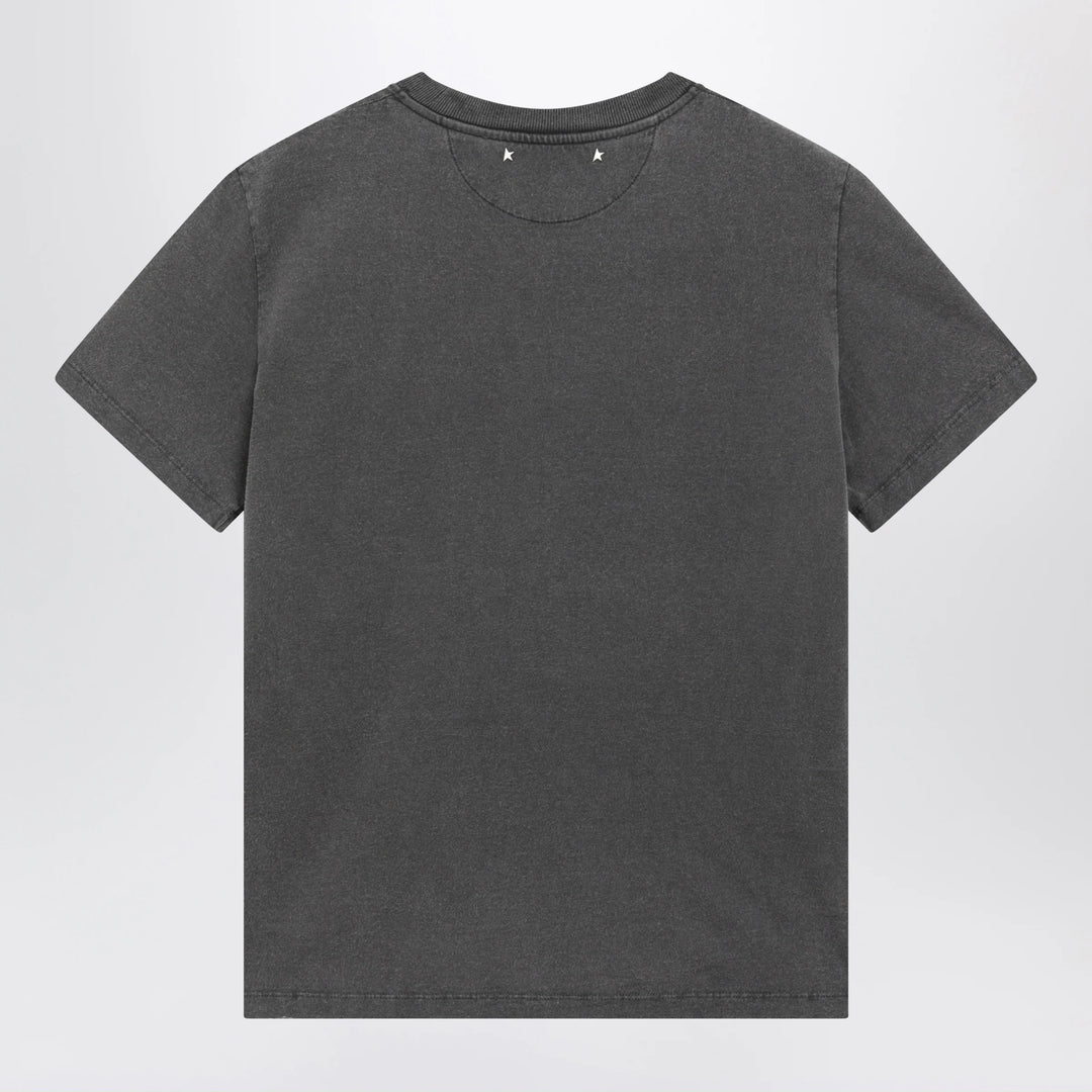 Golden Goose - Anthracite cotton T-shirt with cabochon crystals