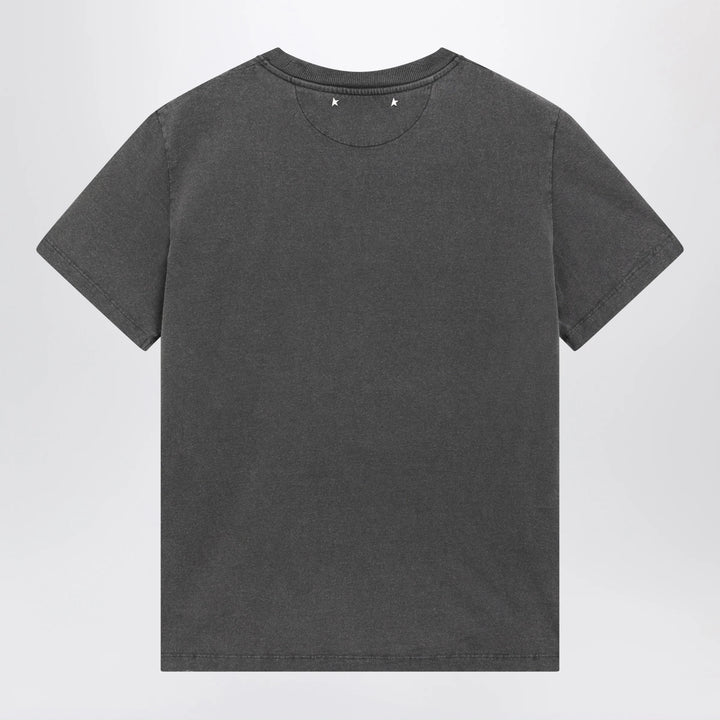 Golden Goose - Anthracite cotton T-shirt with cabochon crystals