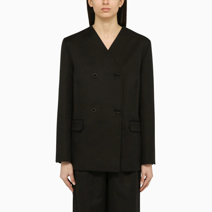 LouLou De Saison - Black double-breasted jacket in cotton and linen