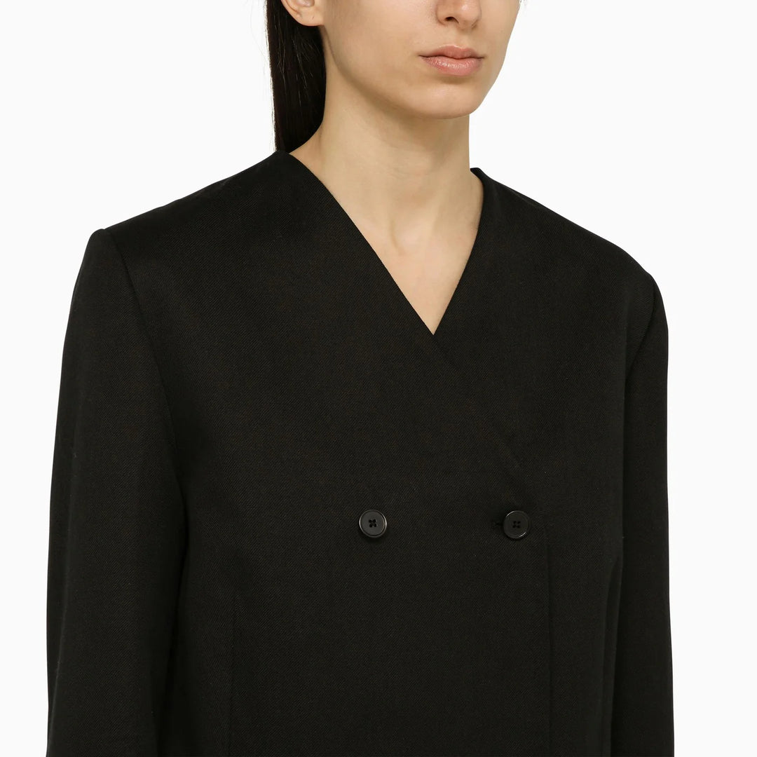 LouLou De Saison - Black double-breasted jacket in cotton and linen