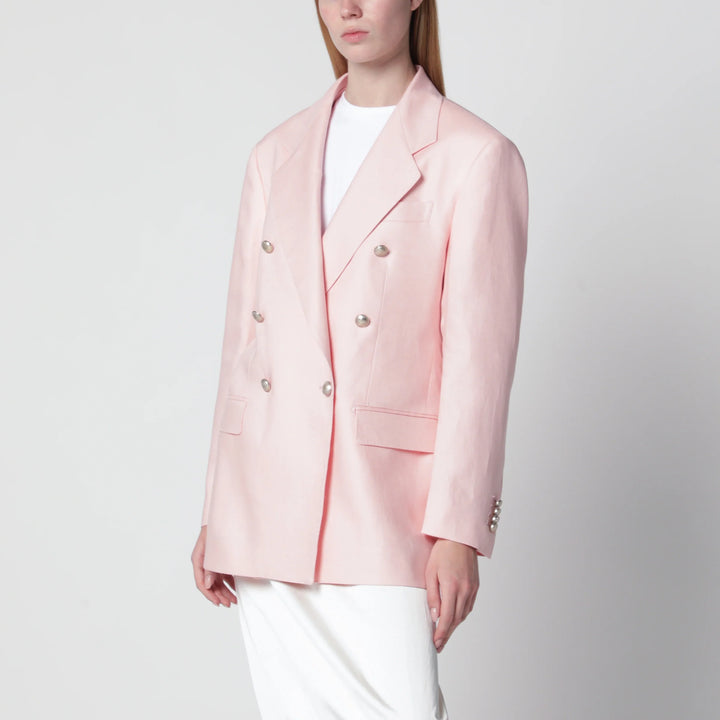 Tagliatore - Single-breasted pink linen blazer