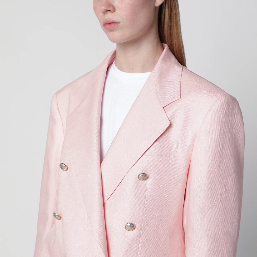 Tagliatore - Single-breasted pink linen blazer