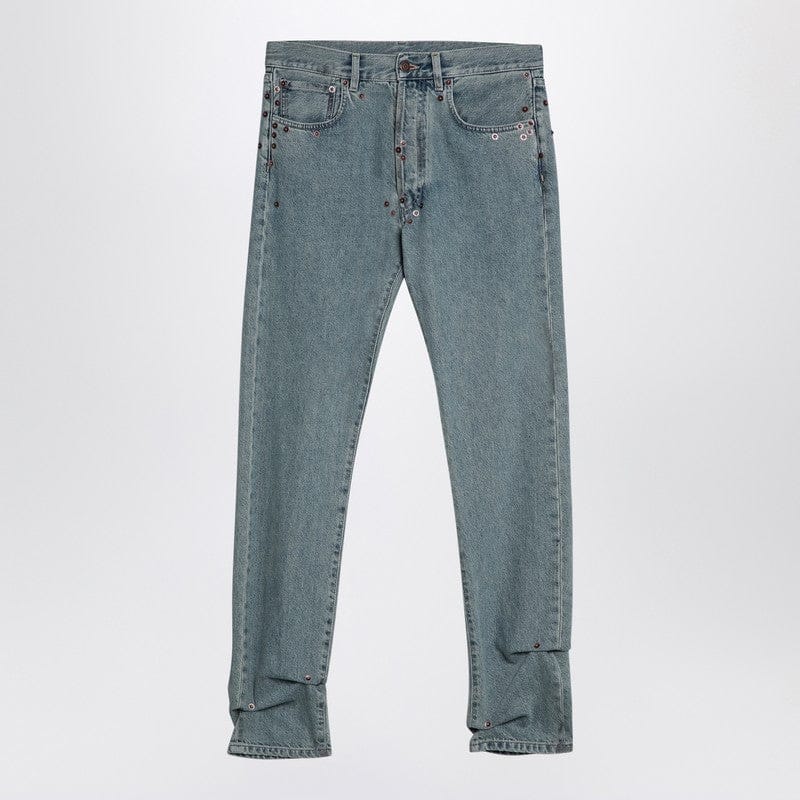 Pants Moschino - Light blue denim jeans with rivets - 44 IT Brand