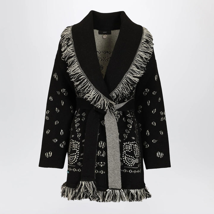 Alanui - Black Bandana jacquard cardigan