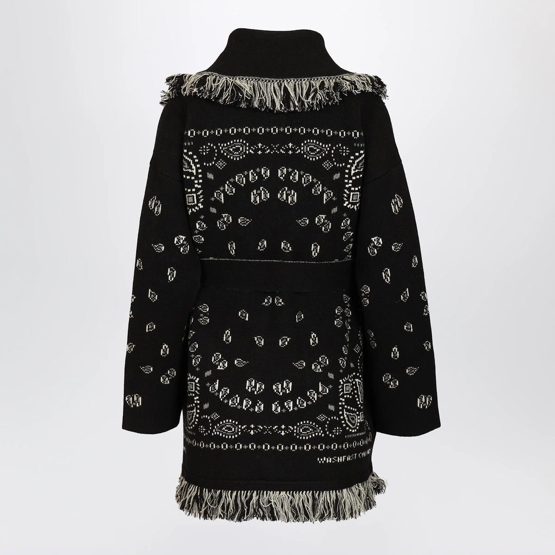 Alanui - Black Bandana jacquard cardigan