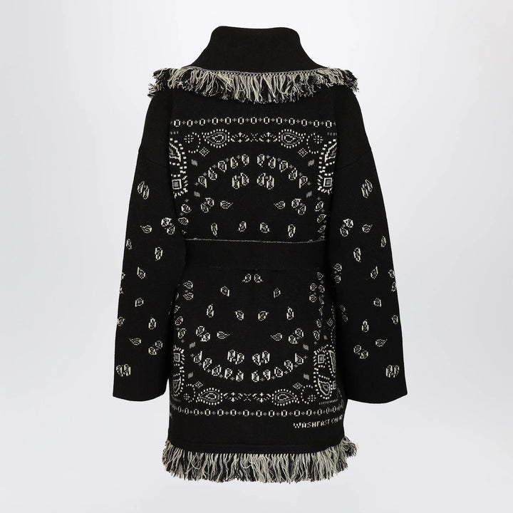 Alanui - Black Bandana jacquard cardigan