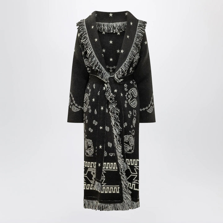 Alanui - Black long Bandana jacquard cardigan