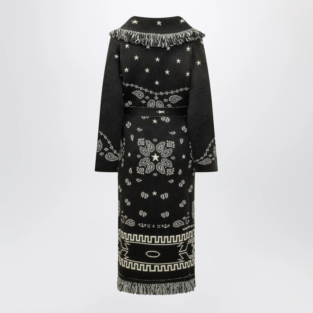 Alanui - Black long Bandana jacquard cardigan