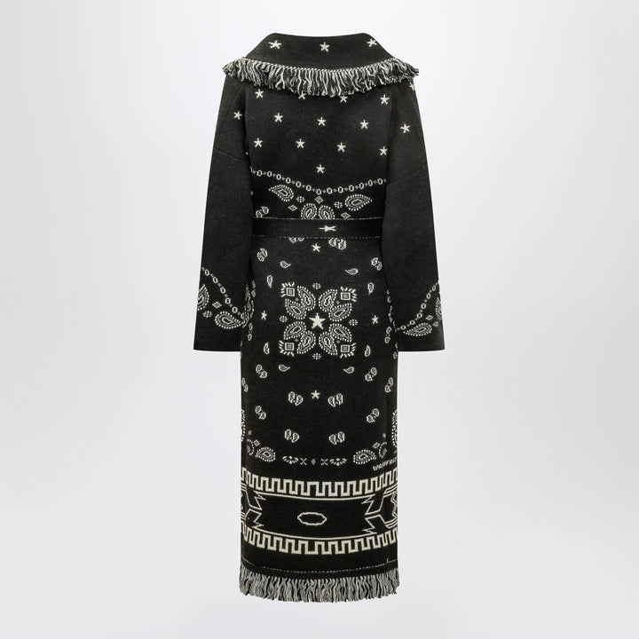 Alanui - Black long Bandana jacquard cardigan