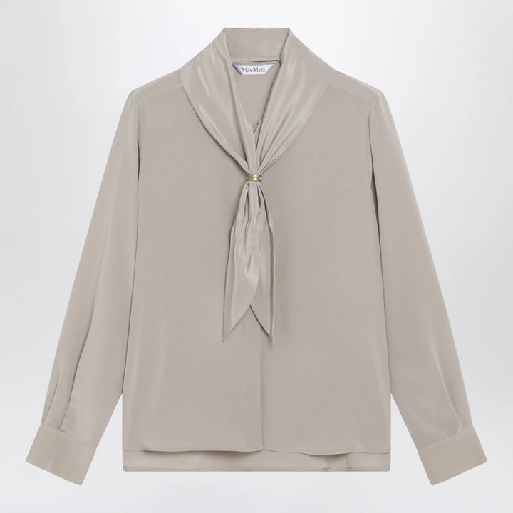 Max Mara - Rock beige silk blouse with scarf