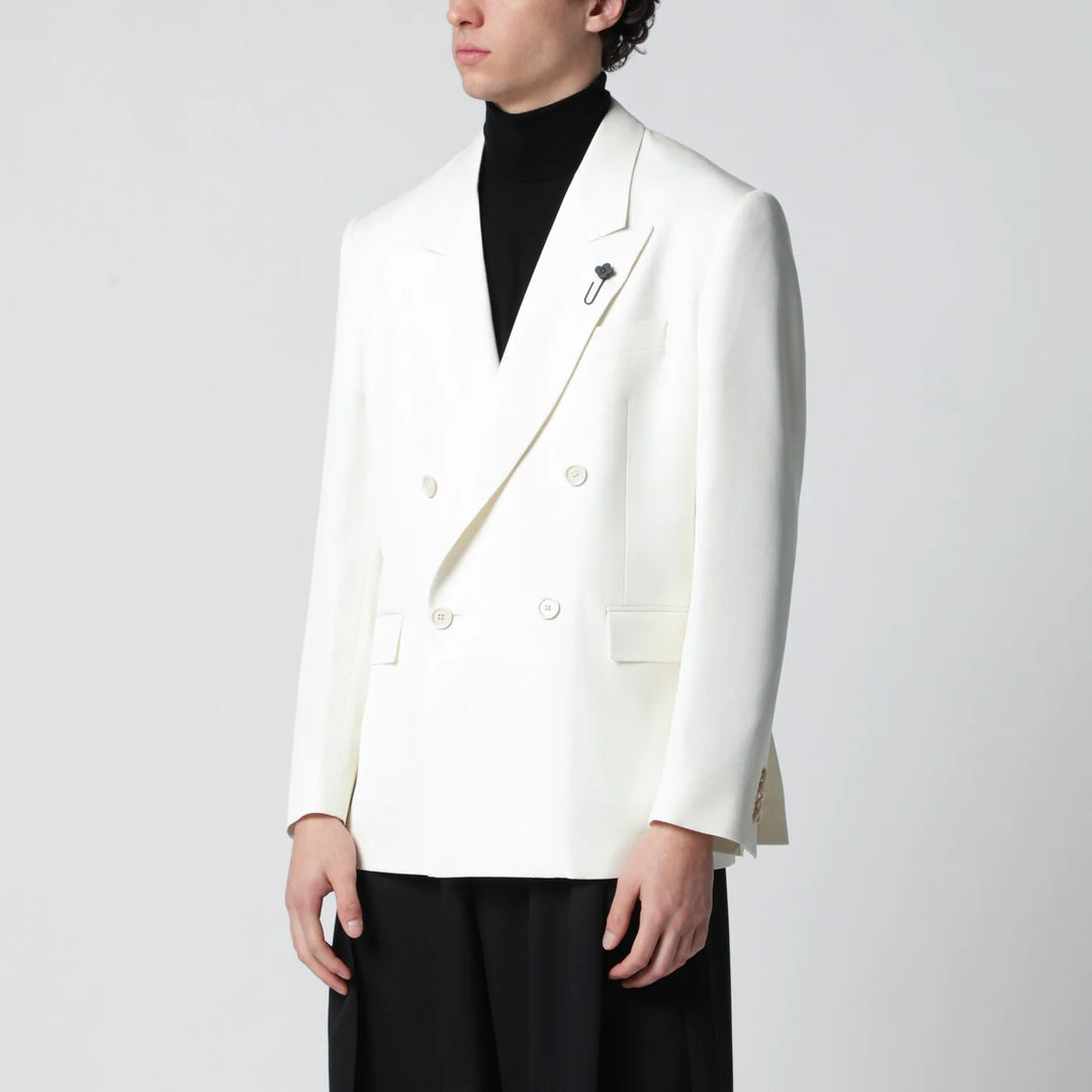 Lardini - White viscose double-breasted suit