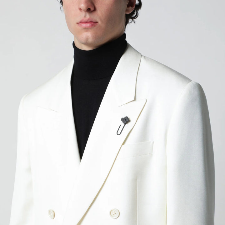 Lardini - White viscose double-breasted suit
