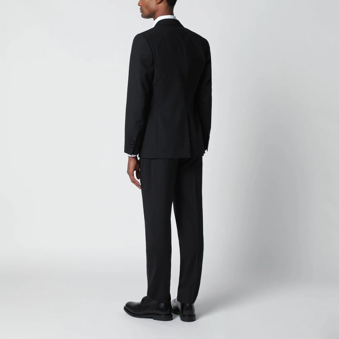 Lardini - Black single-breasted wool-blend suit