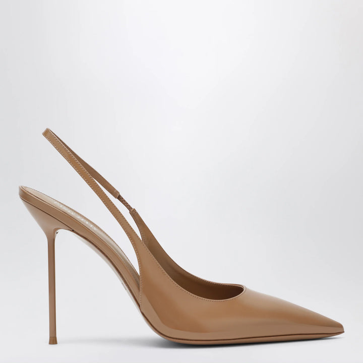 Paris Texas - Beige Patent Leather Lidia Slingback Pumps