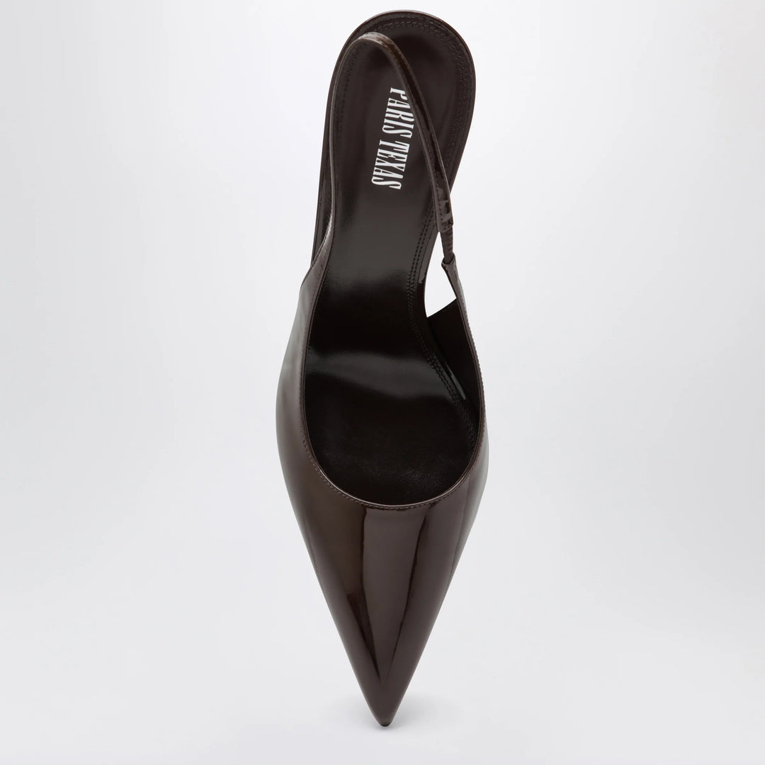 Paris Texas - Lidia slingback pumps in ebony patent leather