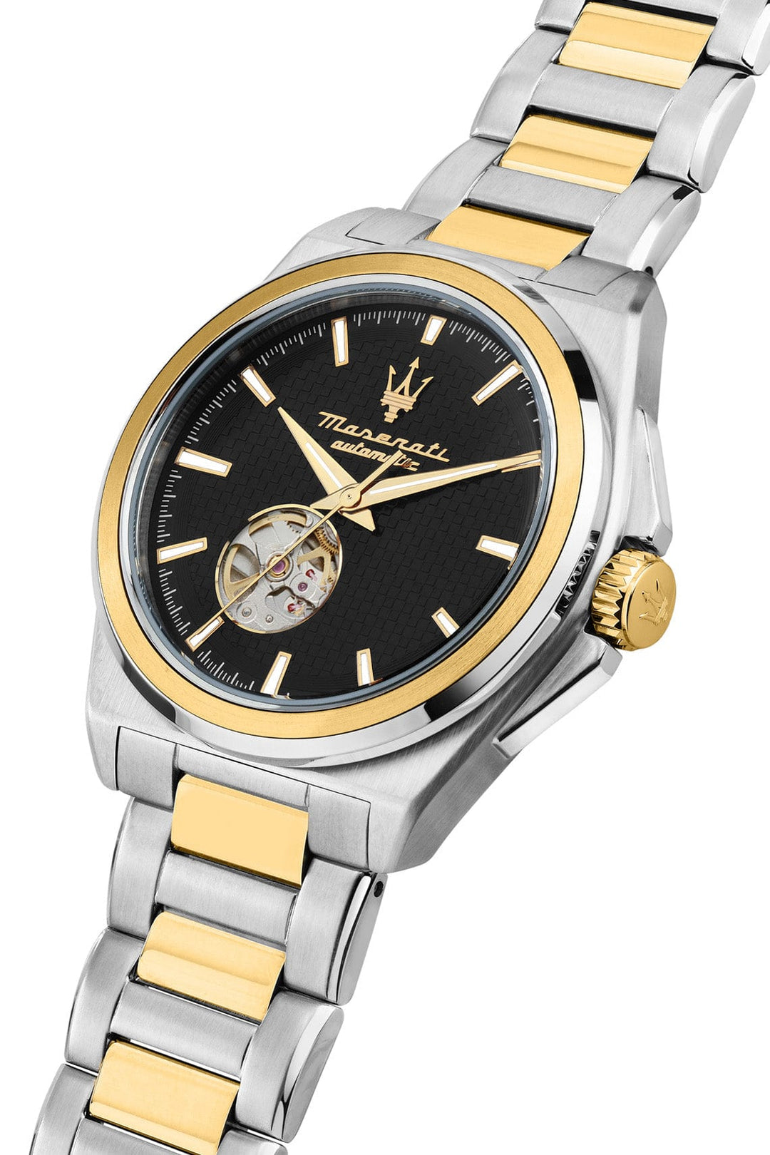 Watch Maserati Velocita 41mm Automatic Black Dial Two Tone Stainless Steel Strap Watch Brand