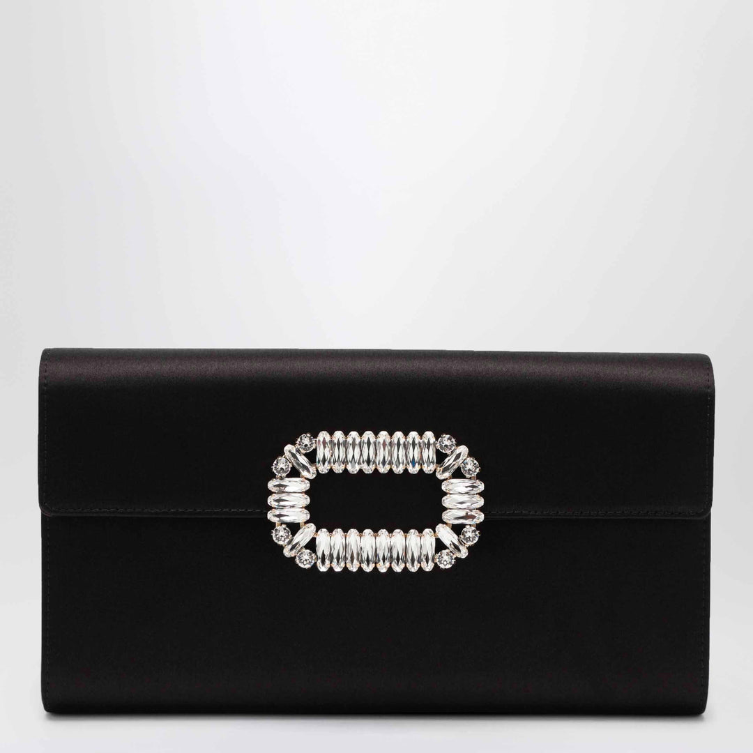 ROGER VIVIER - Black satin pochette with Sexy Choc buckle