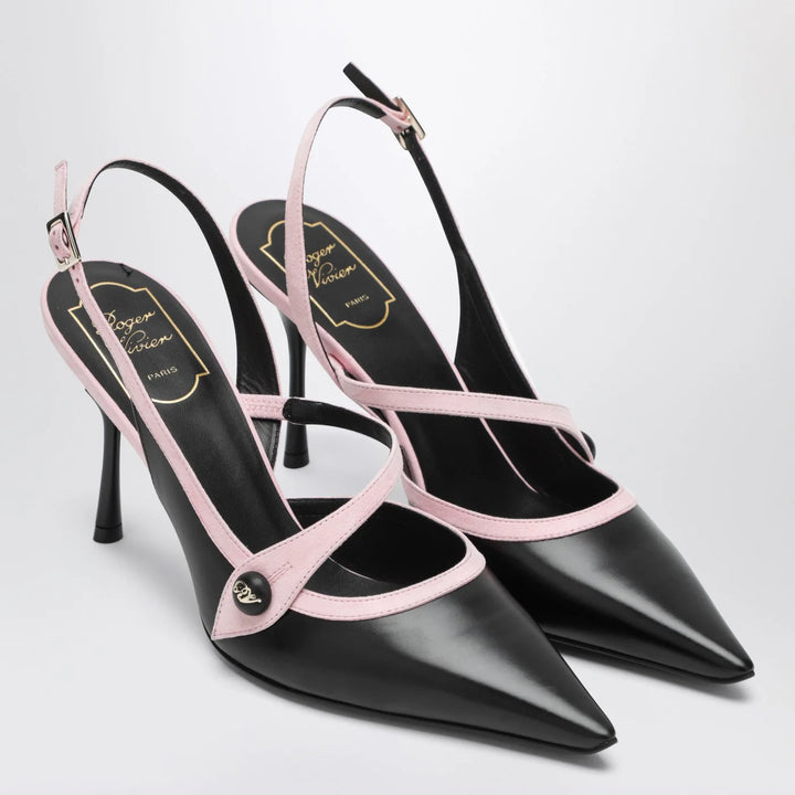 ROGER VIVIER - Black/pink Vivier slingback pumps