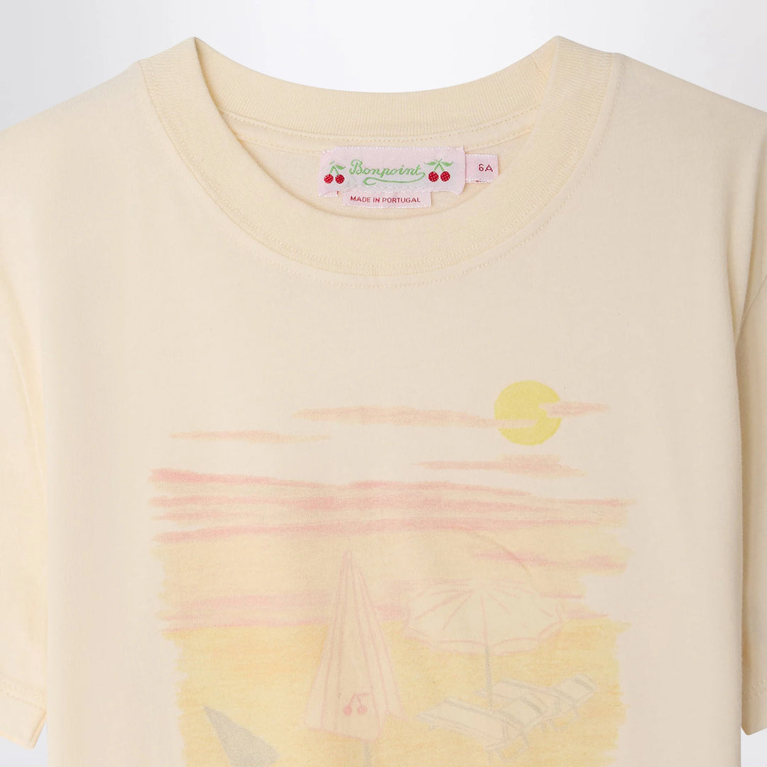 Bonpoint - Thida écru T-shirt with Bain de Soleil print