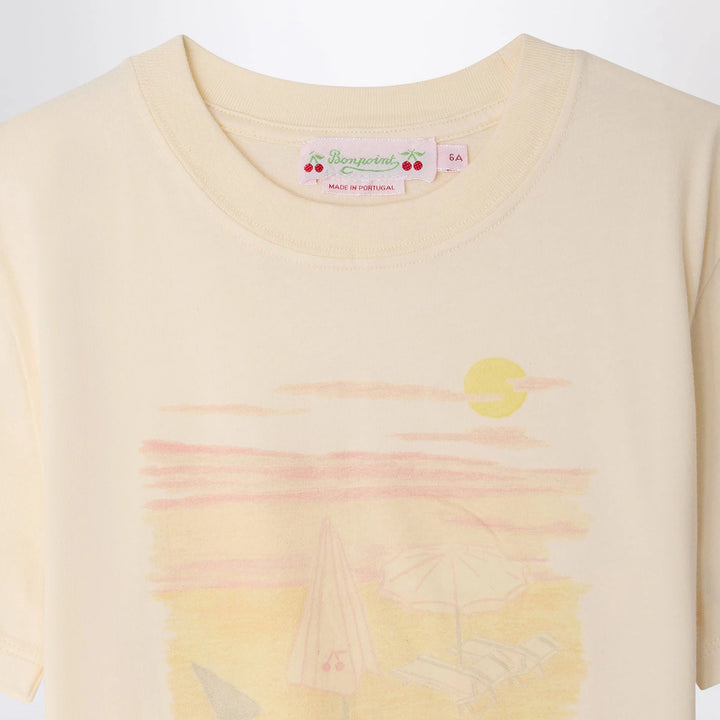 Bonpoint - Thida écru T-shirt with Bain de Soleil print