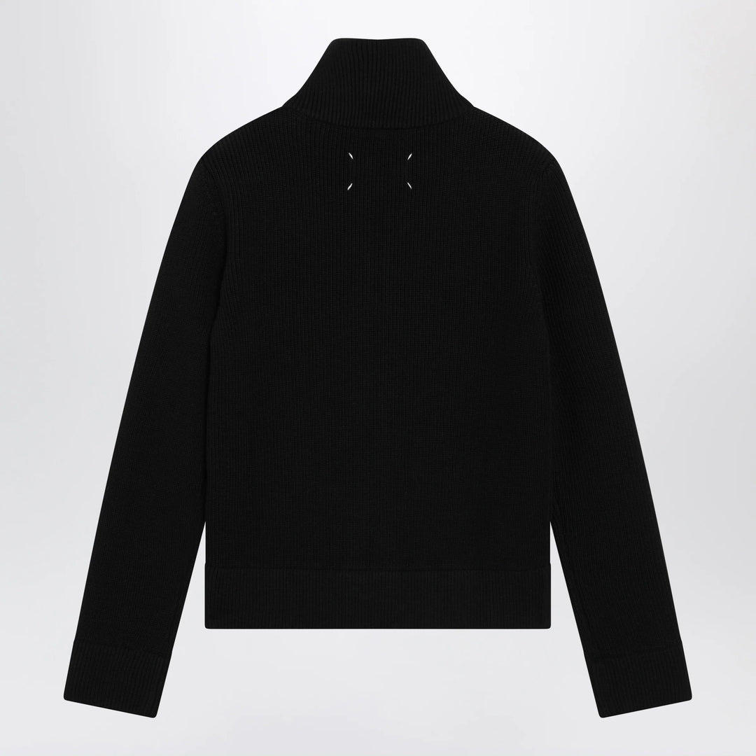 Maison Margiela - Black wool-blend zip cardigan