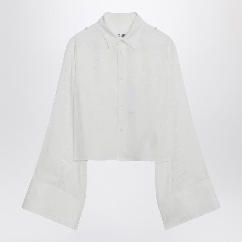 Shirts & Tops MM6 Maison Margiela - White shirt with all-over logo graphic - 42 IT Brand