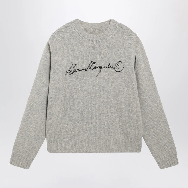 MM6 Maison Margiela - Sweater with calligraphic print in grey melange