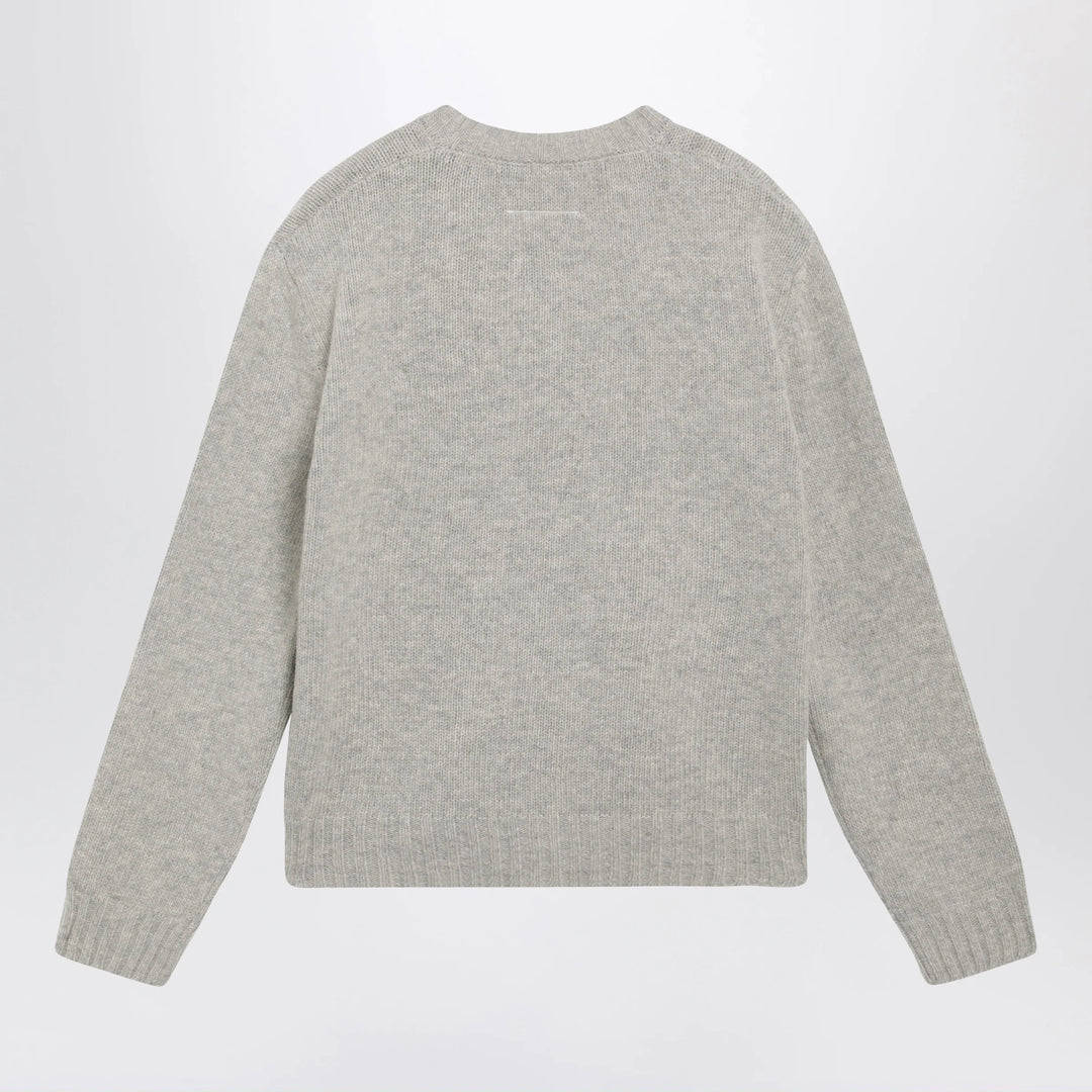 MM6 Maison Margiela - Sweater with calligraphic print in grey melange