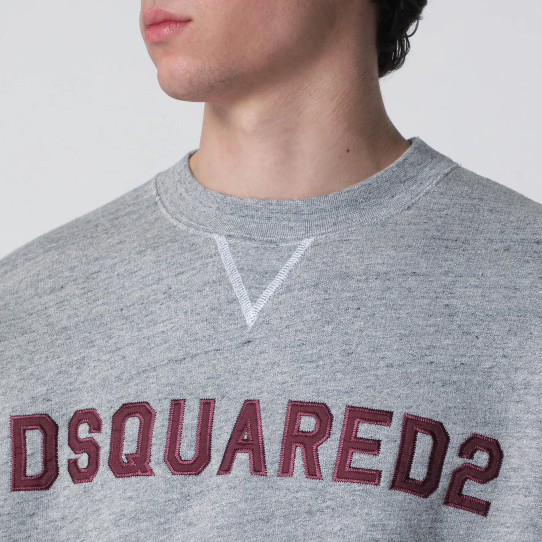 Dsquared2 - Grey mélange sweatshirt with logo embroidery