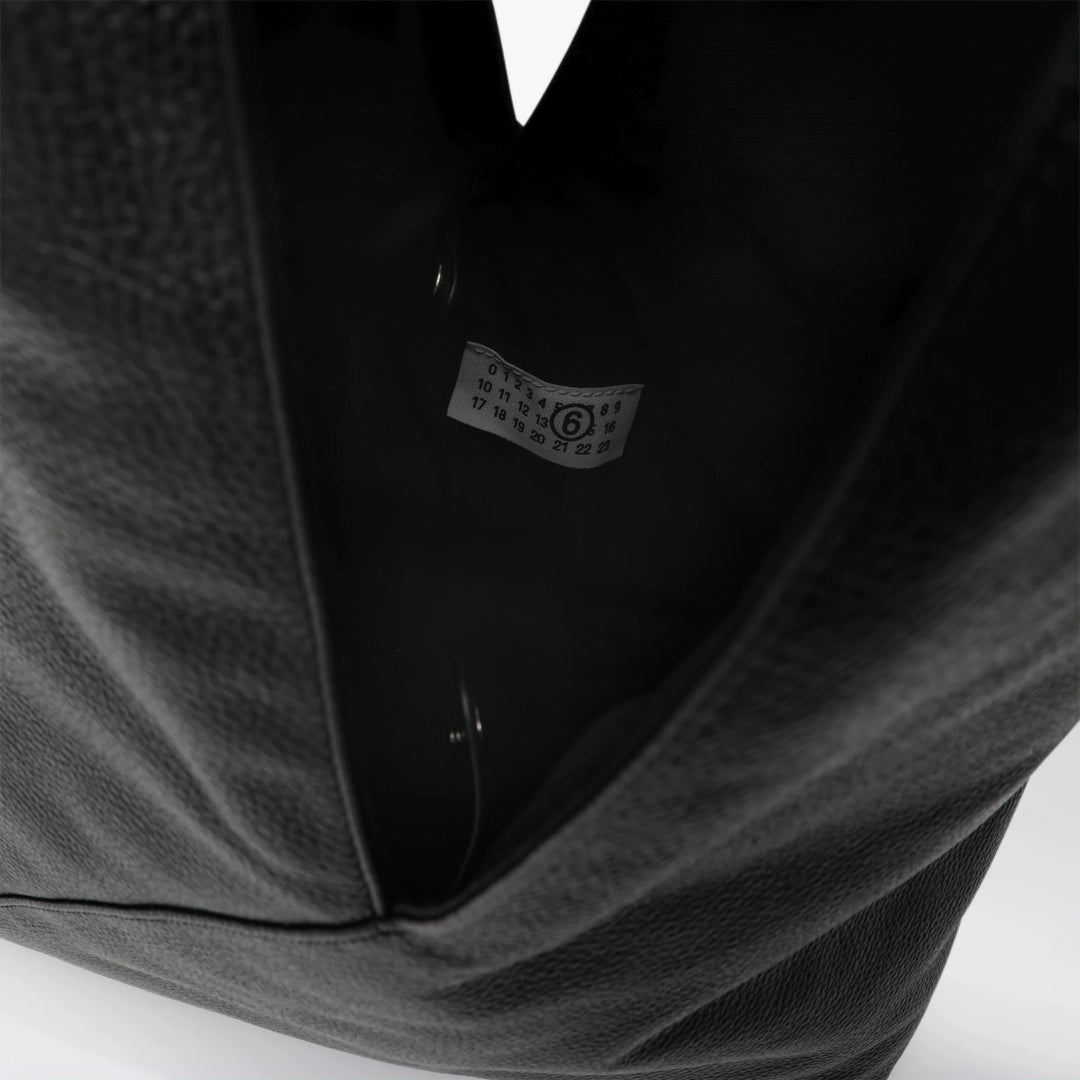 MM6 Maison Margiela - Large Japanese Bag with jewel handle in black leather