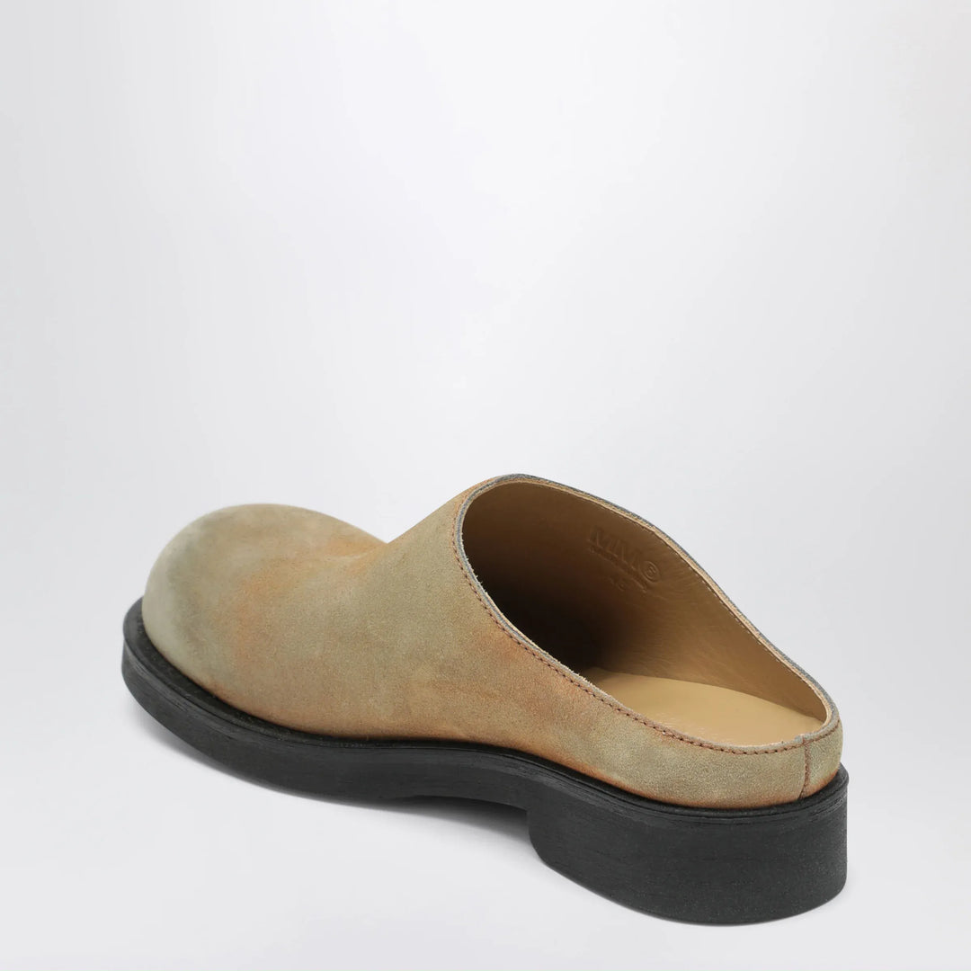 MM6 Maison Margiela - Biker Mules in Beige Washed Suede Brand