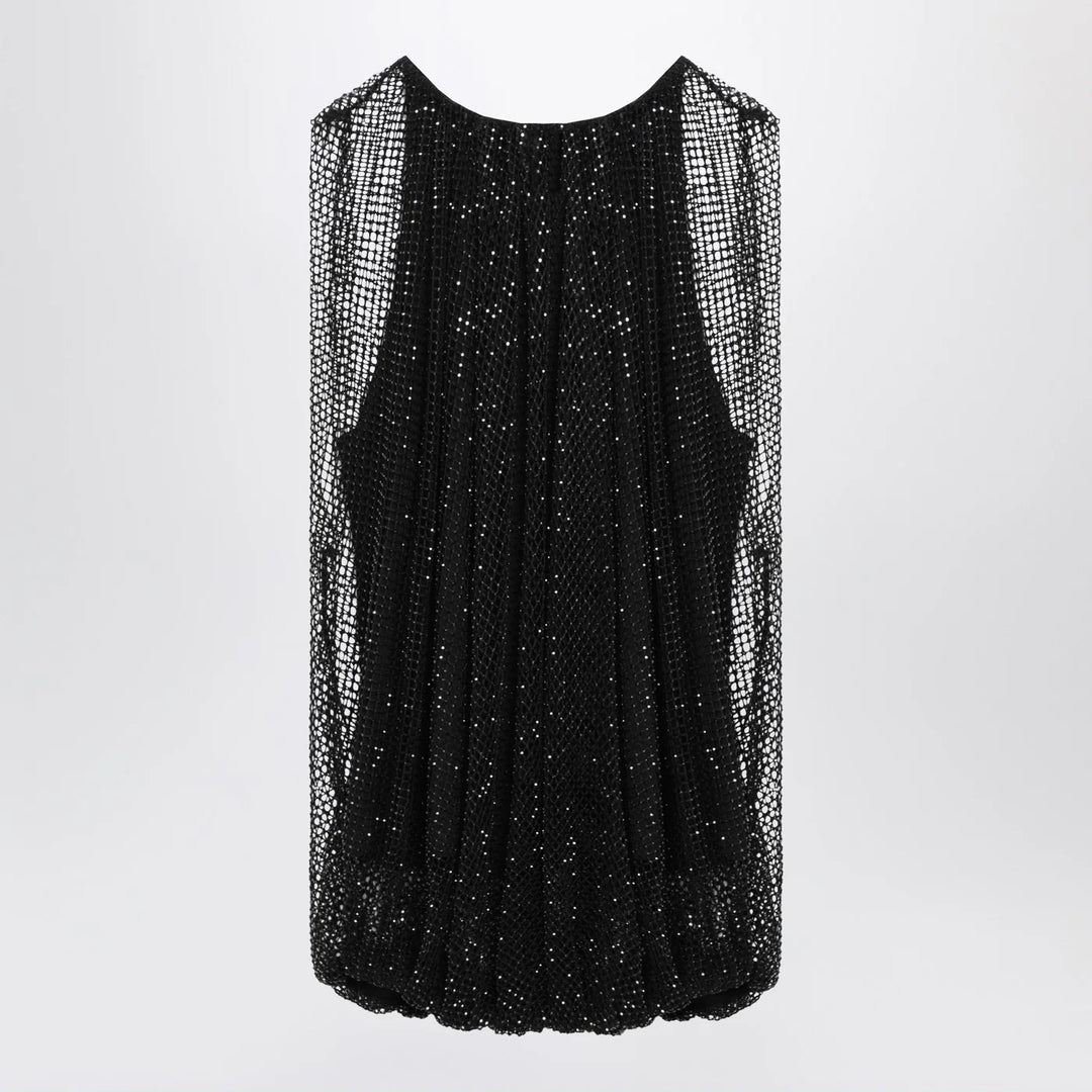 Sportmax - Black mesh top with crystals