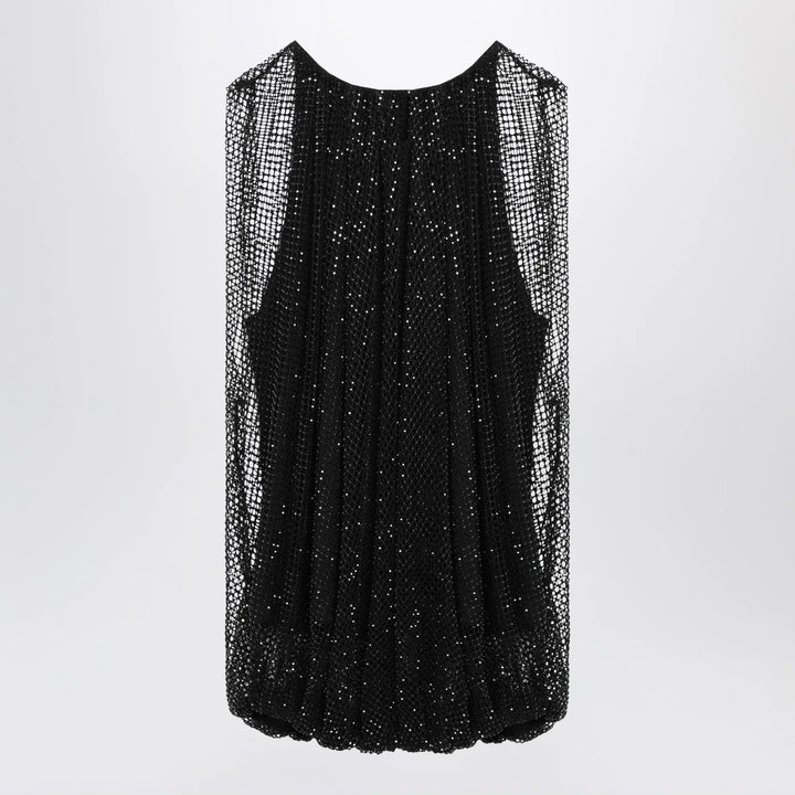 Sportmax - Black mesh top with crystals