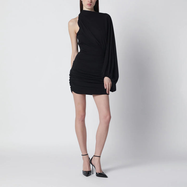 THE ANDAMANE - Black one-shoulder mini dress