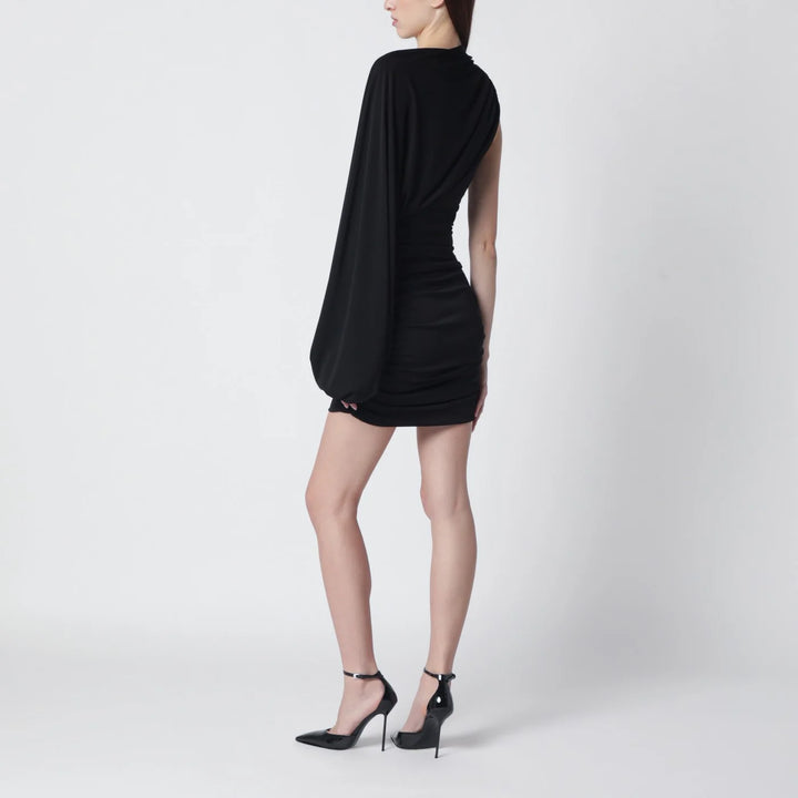 THE ANDAMANE - Black one-shoulder mini dress
