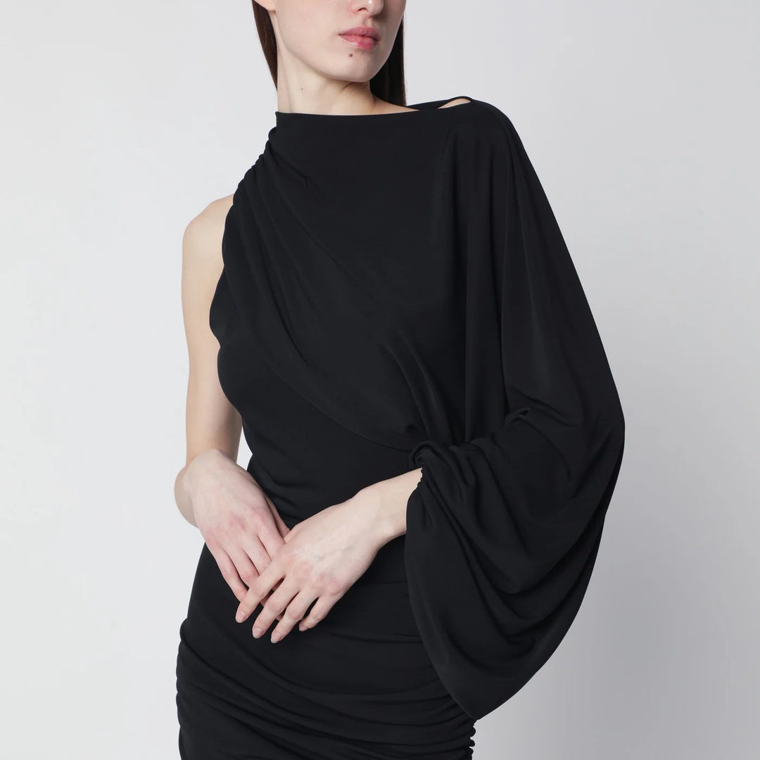 THE ANDAMANE - Black one-shoulder mini dress