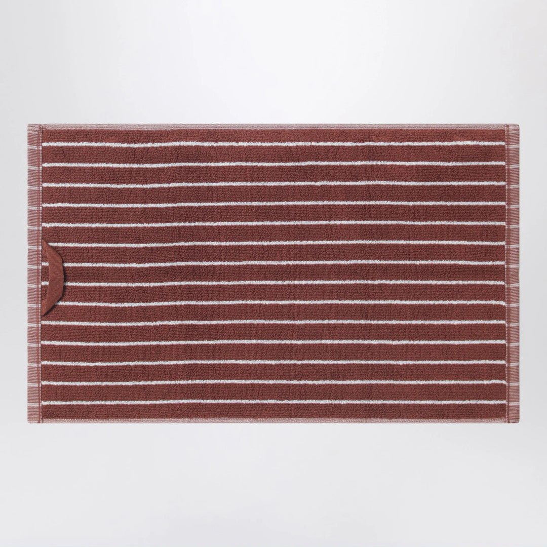 Tekla - Striped reddish-brown guest towel 30x50 cm