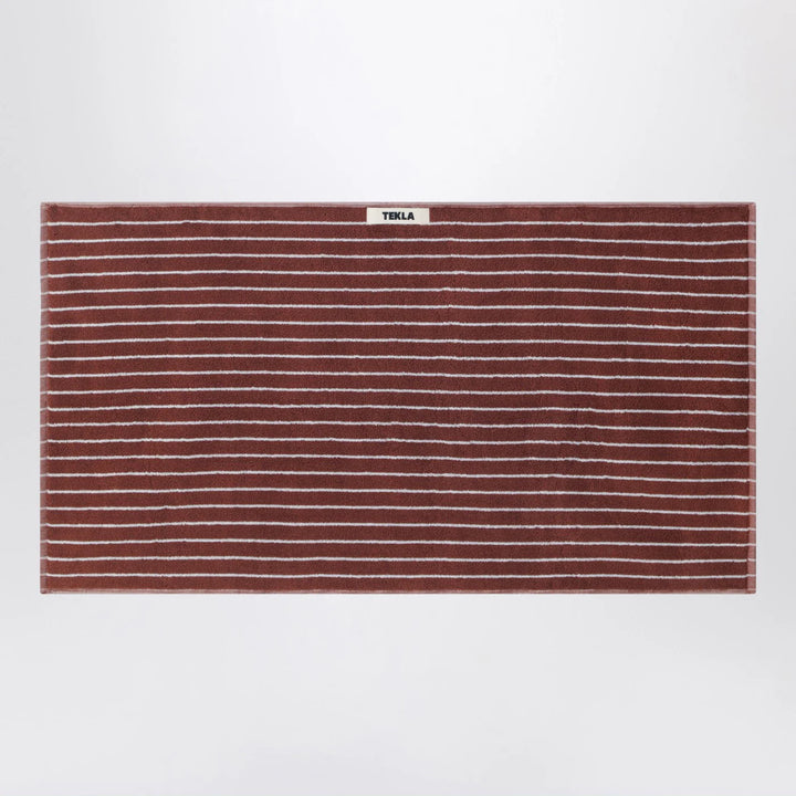 Tekla - Striped reddish-brown bath towel 50x90 cm